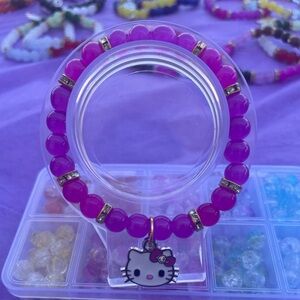 8mm beads pink & purple Hello kitty charm